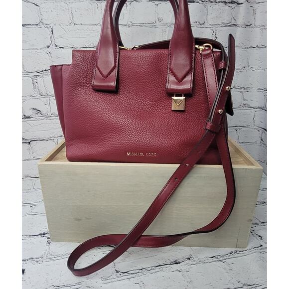 Michael Kors Handbags - Michael Kors- Leather Satchel Crossbody- Burgundy in color- Small in size